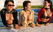 All Wam 486777 Three Hot Fully Clothed Lesbian Babes Playing In The Pool All Wam
