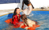 All Wam 486777 Three Hot Fully Clothed Lesbian Babes Playing In The Pool All Wam

