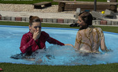 All Wam Two Crazy Chicks Jumping In The Pool With Their Clothes On All Wam
