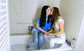 All Wam Two Hot Brunettes Get Into The Bath Together And Get Topless All Wam

