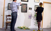 Love Nylons Marion & Adam Black-Stockinged Gal Doing It With Kinky Cameraman Right In The Art Gallery Love Nylons
