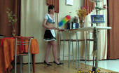 Love Nylons 492550 Sibylla & Lewis Hot Waitress In Satin Sheen Stockings Ready For Hardcore Workout On Table Love Nylons
