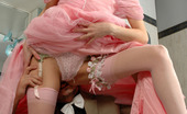 Love Nylons Gertie & Christopher Impatient Bride In A Pink Wedding Dress And Pinkish Stockings Going Down Love Nylons
