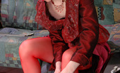 Lacy Nylons 493621 Elena Dressed To Kill Hottie Teasing With Her Red Lace Top Nylons And Lacy Undies Lacy Nylons
