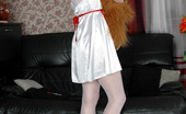 Lacy Nylons 493702 Elena Frisky Nurse Putting Aside Her Plush Toy And Posing In Her Glossy Stockings Lacy Nylons
