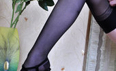 Lacy Nylons 493928 Beatrice Dolled-Up Brunette Wearing Her Black Seamed Stockings With Hot Stilettos Lacy Nylons
