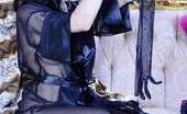 Lacy Nylons 493957 Biddy Goluptious Beauty Changes Into Her Chic Dress And Pinkish Satin Top Nylons Lacy Nylons

