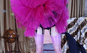 Lacy Nylons 493957 Biddy Goluptious Beauty Changes Into Her Chic Dress And Pinkish Satin Top Nylons Lacy Nylons
