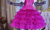 Lacy Nylons 493957 Biddy Goluptious Beauty Changes Into Her Chic Dress And Pinkish Satin Top Nylons Lacy Nylons
