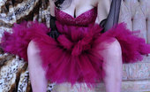 Lacy Nylons Biddy Goluptious Beauty Changes Into Her Chic Dress And Pinkish Satin Top Nylons Lacy Nylons
