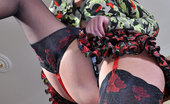 Lacy Nylons 494016 Abel Funky Babe In Two-Color Lace Stockings And Red Pumps Having Hot Phone Sex Lacy Nylons
