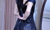 Lacy Nylons 494035 Veronica Petite Brunette Wearing Classy Nylons And See-Thru Panties Under Her Dress Lacy Nylons
