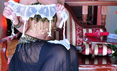 Lacy Nylons 494046 Aubrey Fascinating Belly-Dancer Parts Her Stockinged Legs For Some Dildo Stuffing Lacy Nylons
