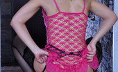 Lacy Nylons 494101 Amelia Seductive Hottie Teases With Her Pink Nightdress And Black Suspender Nylons Lacy Nylons
