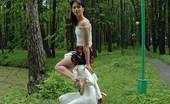Pissing Outdoor 496084 Statue PissingHot Brunette Peeing In A Garden Of Statues Pissing Outdoor
