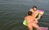 Swing Nudists 498798 Adorable Nudists With Perfect Asses Relaxing On The Air Bed. Enjoy The Pics Swing Nudists
