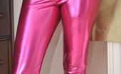 Shiny Tease 502387 Busty Blonde Babe Teasing In Tight Pink Sapndex Shiny Tease

