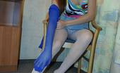 Pantyhose Colors Teen In Blue PantyhoseBrunette Teen In Color Nylon Pantyhose Showing Legs And Smiling Pantyhose Colors
