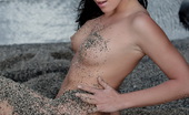 Sun Erotica 512825 Denise Babe With Nice Firm Body Posing Ndue With Black Shawl On The Sand By The Water Sun Erotica
