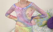 Petite Lover 517484 Emily Grey Ripped Fishnets And A Glass Dildo Petite Lover
