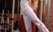 Pantyhose Sports 517651 Long-Haired Dancer In Tights Limbering Up Pantyhose Sports
