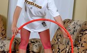 Pantyhose Sports 517702 Cutie Does Hula-Hoop Workouts In Pink Fishnets Pantyhose Sports
