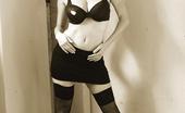 Club Anita 519195 Monochromic Beauty Anita Posing In Black Lingerie And Stocking Club Anita
