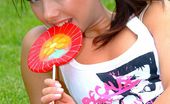 Eva Darling 521144 Excited Brunette Teen In Pigtails Eva Darling Strips And Licks A Lollipop With Lust Eva Darling
