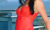 Pacino's World 527156 Elana Has A Hot Red Dress And Poses By The Beach Pacino's World
