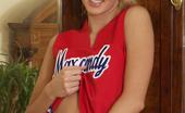 Honey School 529371 Cheerleader Shows Off Her Shaved Pussy While Wearing White Socks Honey School

