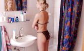 Lingerie Queens 534173 Slim Blonde In Sexy Fishnet Lingerie Undressing Ready For A Shower Lingerie Queens
