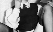 Vintage Flash Archive 534671 Vintage School Student In Black Nylons Strips! Vintage Flash Archive
