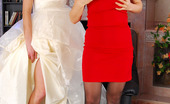Pantyhose 1 544879 Susanna & Marion Blonde Bridesmaid In Black Hose Consoling A Bride With Sizzling French Love Pantyhose 1
