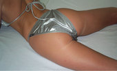 Shiny Knickers Hot Brunette In Her Metallic Shiny Bikini Shiny Knickers
