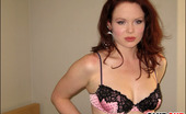 Club GND 555683 Lana Sexy Redhead Lana In Jus Pink And Black Lace Bra And Panties Club GND
