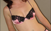 Club GND 555683 Lana Sexy Redhead Lana In Jus Pink And Black Lace Bra And Panties Club GND
