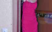 ePantyhose Land 560137 Eve Adorable Girl In A Pink Dress Changing Into Crotchless Sheer-To-Waist Hose ePantyhose Land
