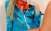ePantyhose Land 560475 Diana Slim-Legged Air Hostess Wears Sexy Orange Hose To Match Her Bright Uniform ePantyhose Land
