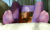 ePantyhose Land 560604 Trudy Long-Haired Blonde Slips Out Of Her Summer Dress To Tease In Violet Tights ePantyhose Land
