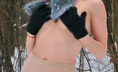 ePantyhose Land 560834 Alice Gorgeous Chick In Winter Outfit And White Pantyhose Playing In The Forest ePantyhose Land
