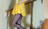 ePantyhose Land 561540 Cora Red Hot Babe In Her Dark Pantyhose Playing With A Dildo Right On The Stairs ePantyhose Land
