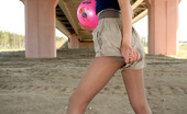 ePantyhose Land 561988 Nora Pig-Tailed Chick In Grey Pantyhose Playing Hot Games With A Ball Outdoors ePantyhose Land
