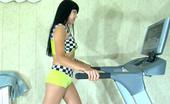ePantyhose Land 563051 Muriel Brunette Strips Her Sporty Outfit Exercising On A Treadmill Just In Tights ePantyhose Land
