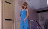 ePantyhose Land 563188 Elvira Dressy Babe Strips Her Blue Gown For Pussy Play In White Fashion Pantyhose ePantyhose Land
