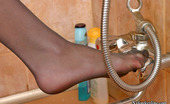 Nylon Feet Line Madeleine Playful Gal Washing And Soaping Her Feet In Wet Pantyhose Right In Bathroom Nylon Feet Line
