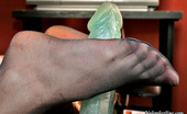 Nylon Feet Line 563380 Elsie Voluptuous Chick In Black Pantyhose Squeezing Huge Dildo Between Her Feet Nylon Feet Line
