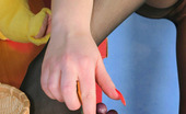 Nylon Feet Line 563400 Anna Luscious Gal Sliding Her Hand Under Pantyhose Waistband To Spread Her Pussy Nylon Feet Line
