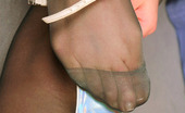 Nylon Feet Line 563410 Sibylla Lascivious Chick In Luxury Black Pantyhose Showing Off Her Well-Shaped Body Nylon Feet Line
