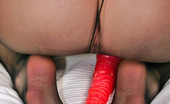 Nylon Feet Line 563418 Barbara Redhead Beauty In Sheer-To-Waist Hose Squeezing Pink Dildo Between Her Feet Nylon Feet Line
