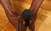 Nylon Feet Line 563756 Lilia Frisky Chick In Control Top Hose Squeezing A Microphone Between Her Feet Nylon Feet Line
